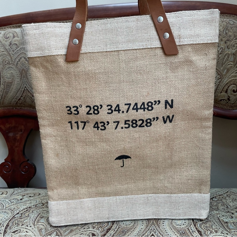 Apolis Global Citizen Market Bag Handcrafted Jute Tote Brown Leather Straps - Picture 3 of 9
